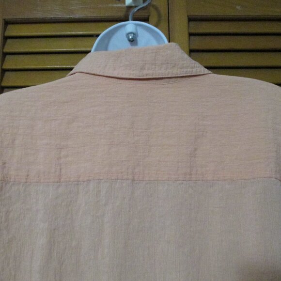 Emma James peach top, roll up button sleeves, button down blouse size XL - Picture 9 of 11